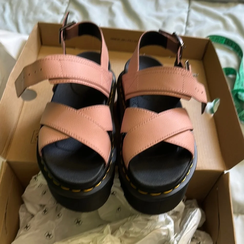 Dr. Martens Pink Strappy Platform Sandals 5 - Picture 7 of 13